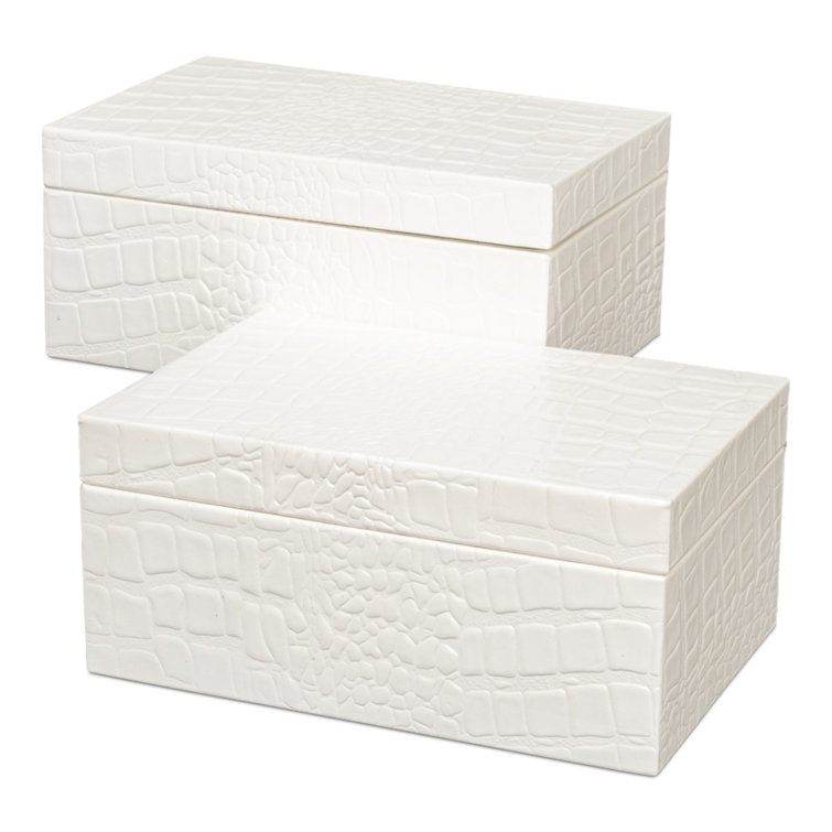 Sarreid Ltd Shagreen 2 Piece Handmade Faux Leather Decorative Box Set Wayfair